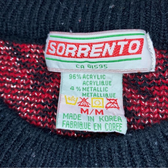 Vintage Red & Black Sparkly Holiday Sweater - Picture 4 of 6